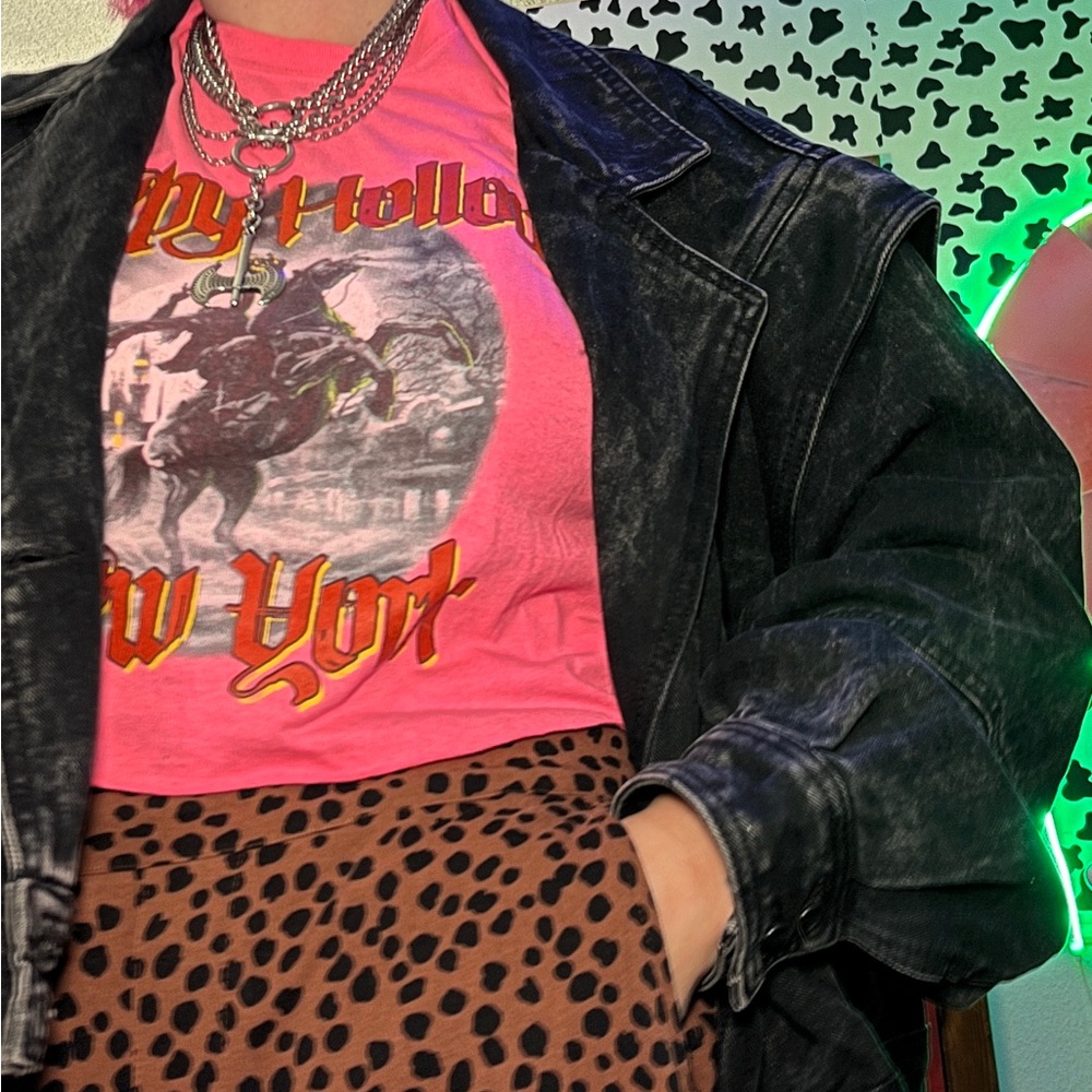 SHEIN Black Acid Wash Jean Jacket